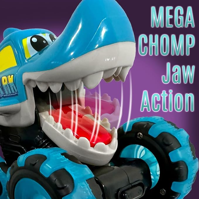 stargo - Shark Monster Truck Toy - Light Up Chomping Pull Back Truck - Press and Go Cars for Easter Basket Stuffers, Boy Birthday Gifts, Toys for Toddlers, Kids Ages 3-5 4-6 5-7 4-8