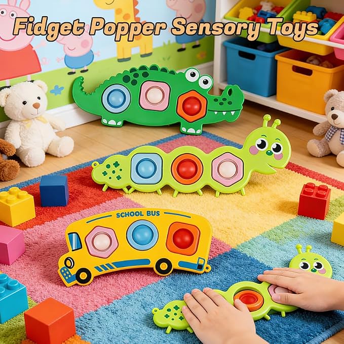 3PCS Fidget Popper Sensory Toys Airplane Travel Activities for Toddlers | Kids Sensory Push Strips , Popping Bubbles Montessori Busy Toy, fidget toys, toddler travel toys, Classroom Gifts for Kids