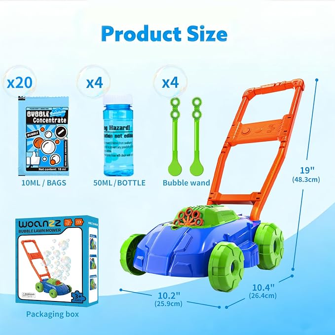 Bubble Lawn Mower for Toddlers 1-3, Automatic Bubble Blowing Machine Pretend Summer Gardening Play Bubble Toys for Age 1 2 3 Year Old Boys Girls Indoor Outdoor Use,Green