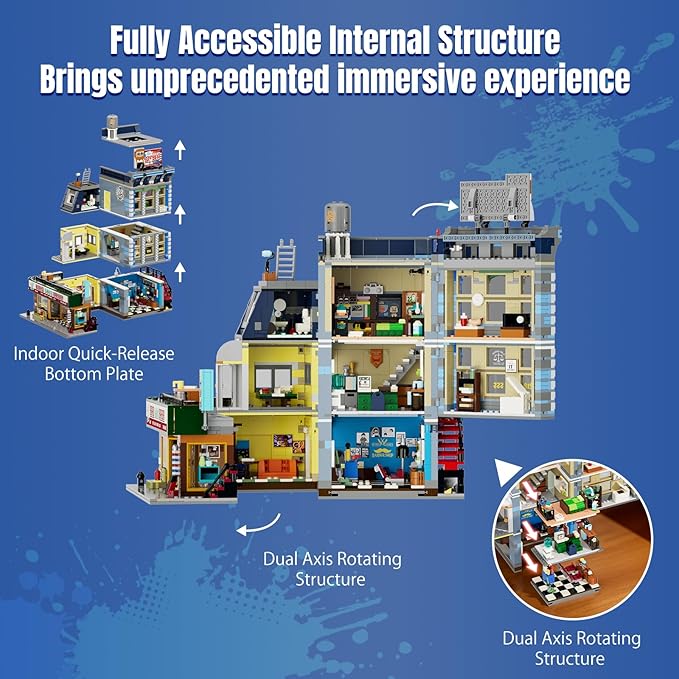 Lumibricks Barbershop Lighting Building Bricks Set - Street Fusion City Town Modular Playset Collection Display kit with Minifigures 2557 Pcs for Adults & Teens & Life Enthusiasts