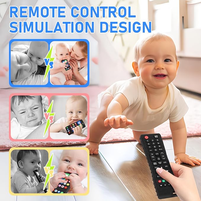 Teething Toy for Baby 3 6 12 18 Months, Realistic Mobile Phone Baby Teether Toy, Baby's Chew Toys, Food Grade Silicone Teething Toys for Infants, BPA Free, for Babies Gum Relief