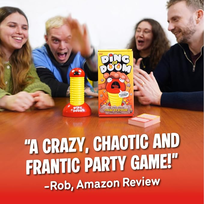 Lucky Egg Ding Or Doom – Fast-Paced Buzzer Party Game for Kids, Teens & Adults – Quick Thinking Category Game with 200 Prompts – Fun Family & Party Game Night Game for 2+ Players (Ages 12+)