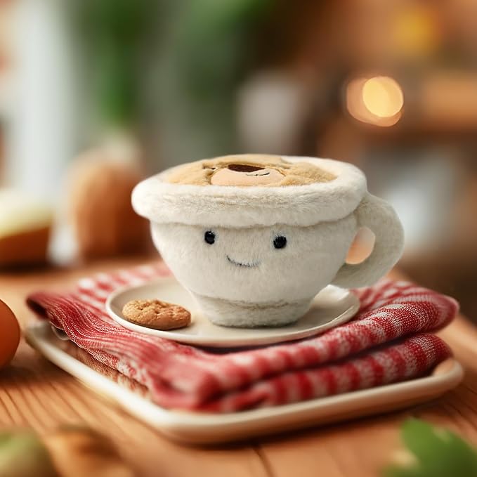 RECUR Plush Cappuccino Coffee Cup Stuffed Animals,Soft Food Plush,Cute Plushie 8 Inches,Adorable Gift for All Ages