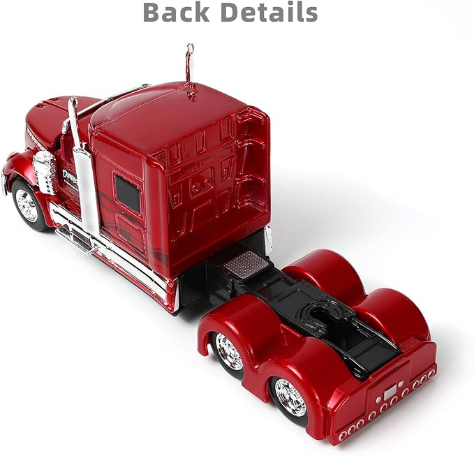 Semi Truck Toy, 1/64 Scale Alloy Metal Diecast Heavy Semi Truck Trailer Head Toy Model, International Lonestar Diecast Tow Traktor Gift for Boy Adult Model Car Collector -Red