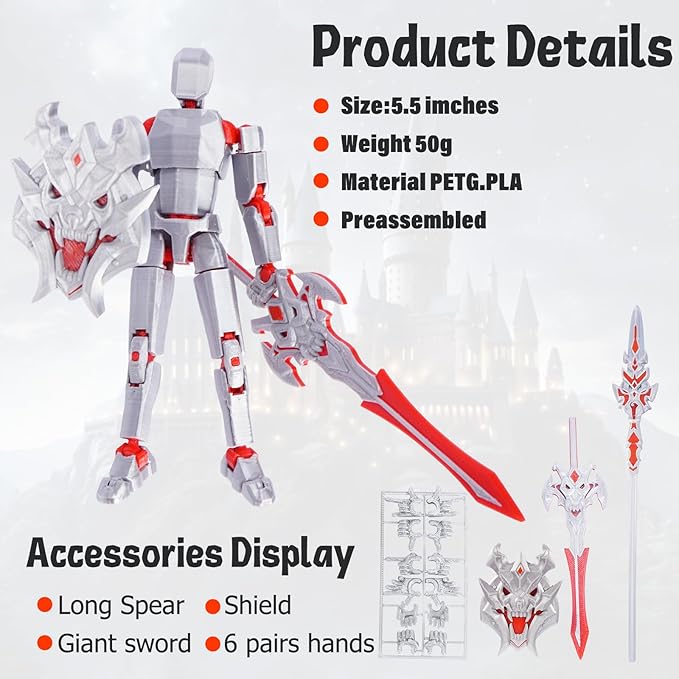 T13 Action Figure Set Assembled-3D Printed Multi-Jointed Movable Dummy 13，Titan 13 Action Figure, Birthday Gifts for Boys, Girls Desktop Decorations