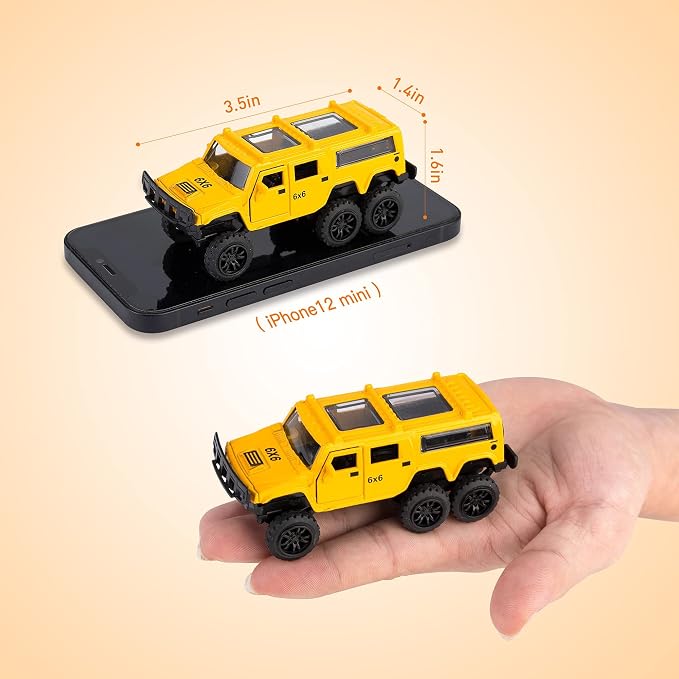KIDAMI Diecast Toy Trucks 4 Pack Die Cast Metal Toy Cars Pull Back Cars Openable Doors Off-Road Vehicles Birthday Gift for Boys and Toddlers (Pickup Truck)