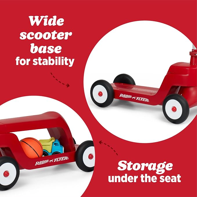 Radio Flyer Scoot 2 Scooter, Blue/Red/Pink, for Kids Ages 1-4, Ride On Toy or 4-Wheel Kids Scooter, Durable Wheels and Frame, Converts Easily with Flip Deck, Toddler Ride On Toys (Amazon Exclusive)