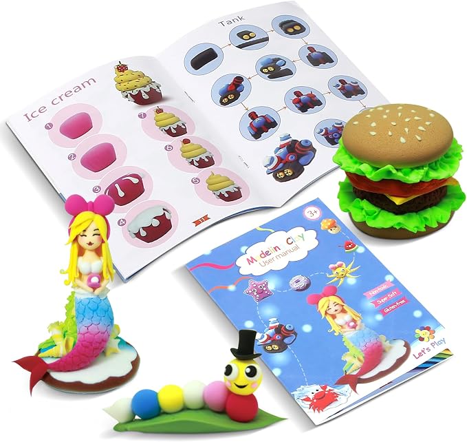 Air Dry Clay Kit for Kids – 50 Colors 15g Each, Non-Toxic Modeling Clay Set with 3 Sculpting Tools, DIY Arts & Crafts Supplies, Ideal Gift for Birthday, Christmas, Halloween (Ages 3+)