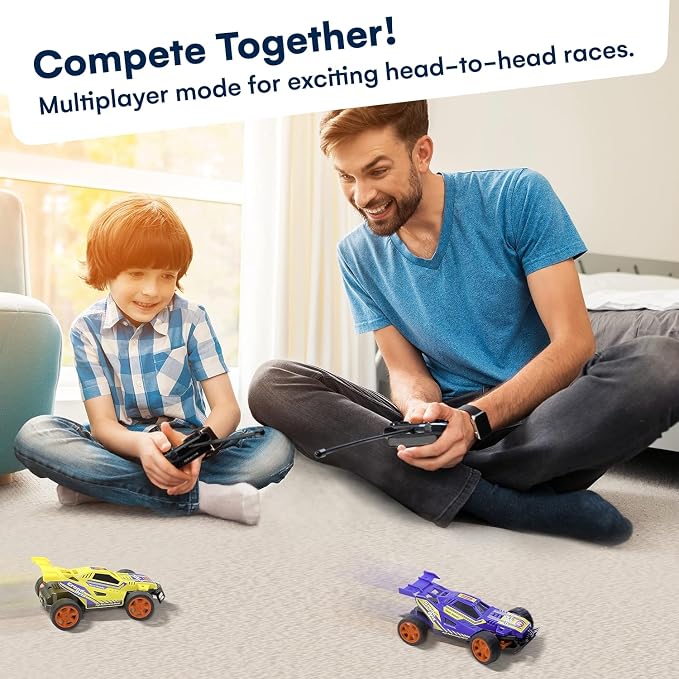 Kidzlane Kids Remote Control Cars – 2 Race Cars Racing Together with All-Direction Drive, 35 ft Range - 2 Pack Remote Control Car Set for Kids - RC Car for Boys 4-7 & 8-12