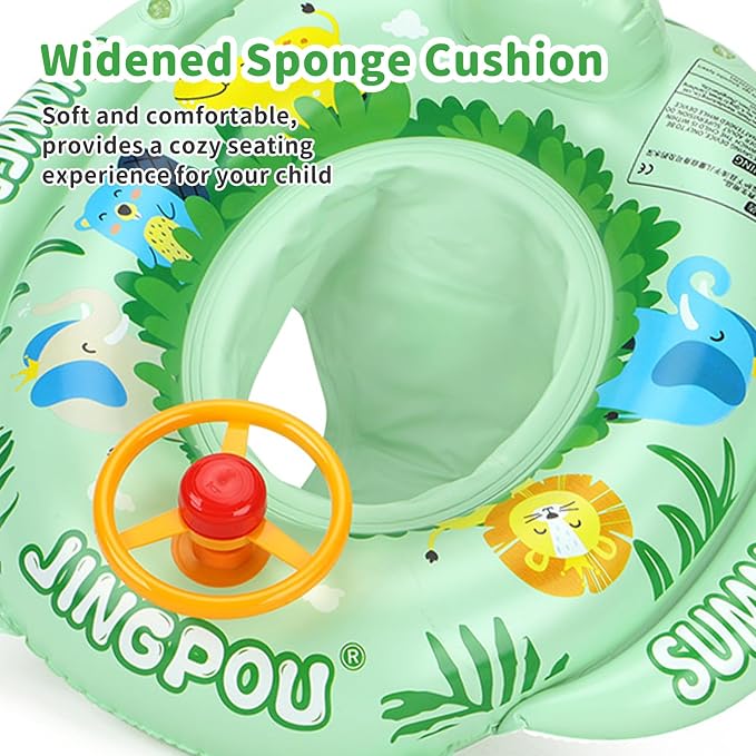 Inflatable Baby Swim Safe Seat Float Ring Toddler Pool Float with Seat Boat Inflatable Ride-on Swimming Pool Toys for Kids Outdoor