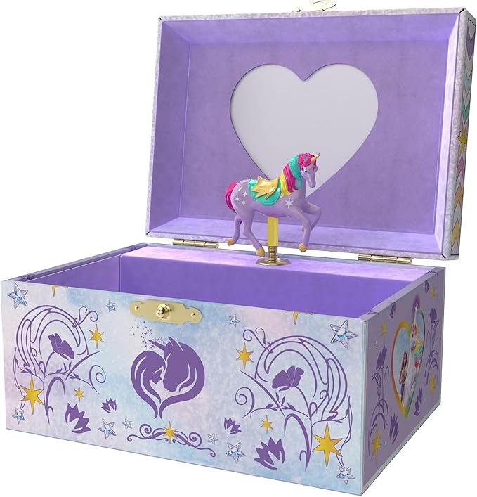 Unicorn Academy Jewelry Box for Girls Musical Jewelry Box with Spinning Wildstar Figurine, Unicorn Academy Toys for Kids Ages 3-5