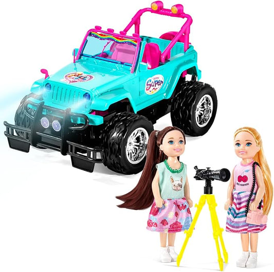 ULOVEME RC Cars - Remote Control Car with 5.5" Doll for Girls, 2.4GHz Je ep RC Cars - Simple Control Toy Cars for Kids (Blue)