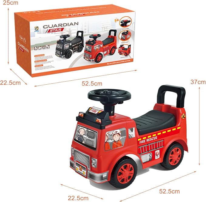 2026 Upgrade Toddler Ride On Toys with Under Seat Storage, Ride On Fire Truck with Music & Steering Wheel, Ride On Push Car for Toddlers 1-3 Years, Red