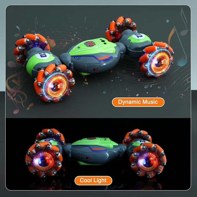 QXHOL Gesture Sensing RC Stunt Car for Boys 6-12 Year Old, 4WD Remote Control Cars Toys with Lights Music, Best Birthday Gifts for Kids, 2.4Ghz Hand Control Drift Car
