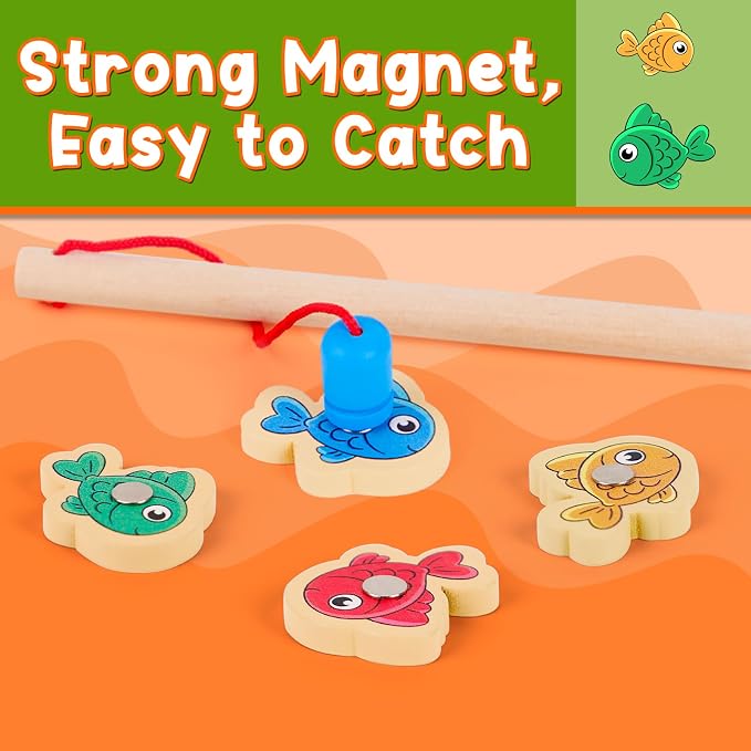 Magnetic Fishing Math Game for Kids 3-5, Montessori Counting Toy with Dice Poppers, Preschool Math Manipulatives Board Game, Addition and Subtraction Dice Game for Homeschool Classroom