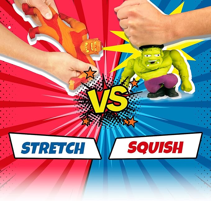 JA-RU Stretchy Monster Toy 3.5" Tall (3 Monsters Assorted) Halloween Action Figures Squish Pull Fidget. Calming Stress Toy for Kid & Boy Party Favor 4303-3s