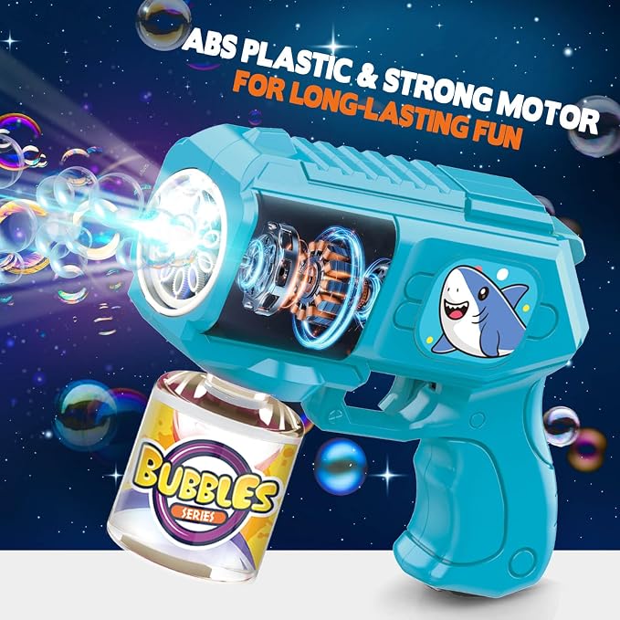 Bubble Guns with Bubble Solution- 3 Pack, Bubbles Gun, Blaster, Blower, Maker, Machine for Boys Girls, Birthday Gifts for Ages 3 4 5 6 7 8 Year Old Kid, Outdoor Toys for Toddlers, Party, Wedding