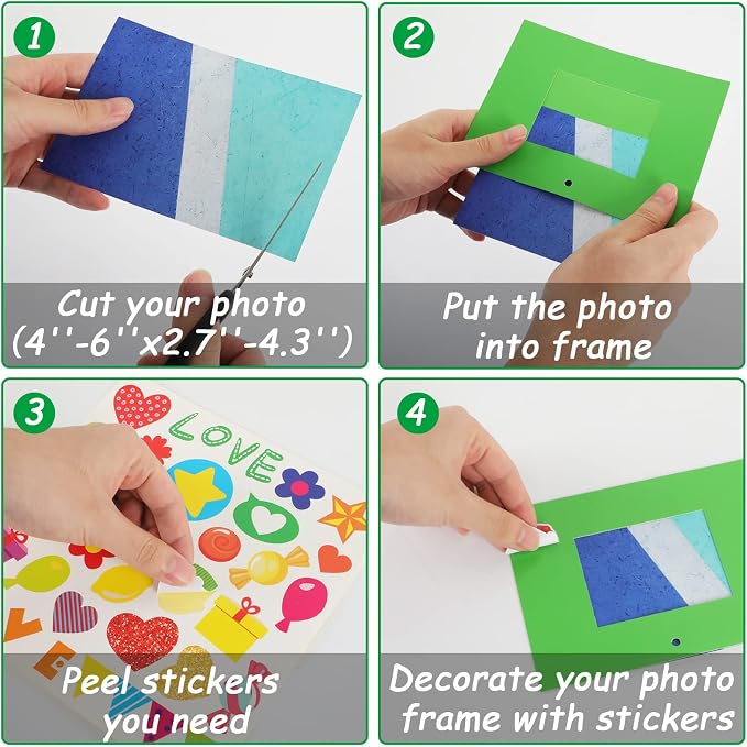 30Packs Picture Frame Crafts Kits for Kids Summer Colorful Candy Holiday DIY VBS 2026 Crafts Foam Picture Frames for Christmas Girls Gifts Game Activities Preschool Bulletin Board Decor Supplies