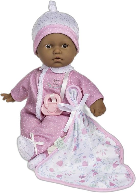 La Baby Hispanic 11-inch Small Soft Body Baby Doll | JC Toys - La Baby | Washable |Removable Pink Floral Outfit w/Hat, Pacifier & Blanket | for Children 12 Months +