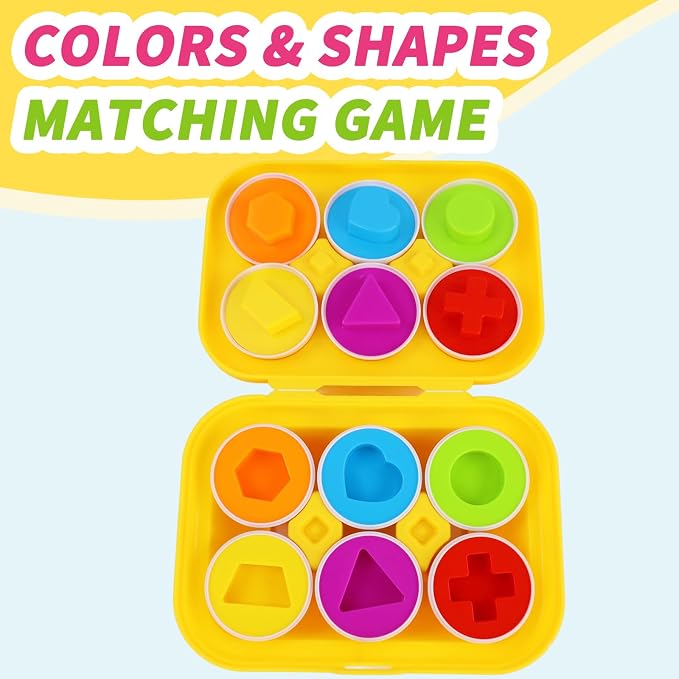 WEEJOYGAM Matching Egg Toys for Toddlers 1-3, Toddler Montessori Toys for 1 2 3 Year Old Girl Boy Birthday Gift, Learning Color Sorting Shape Sorter Puzzle Game Preschool Educational Fine Motor Skills