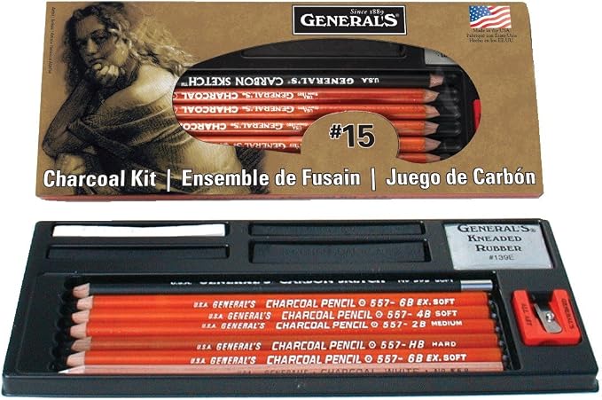 General Pencil Gen15 Charcoal Kit, Multicolor (GEN15)