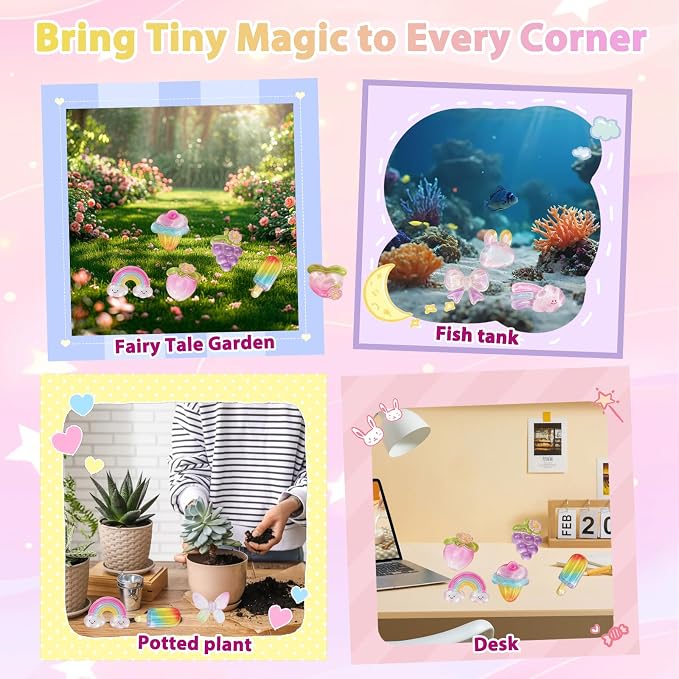 50PCS Rainbow Mystery Blind Bag Mini Toy Set, Colorful Mini Resin Charms Bulk, Cute Surprise Toys, DIY Slime Accessories, Mini Figures for Crafts, Dollhouse Decoration, Party Favor Gift for Kids