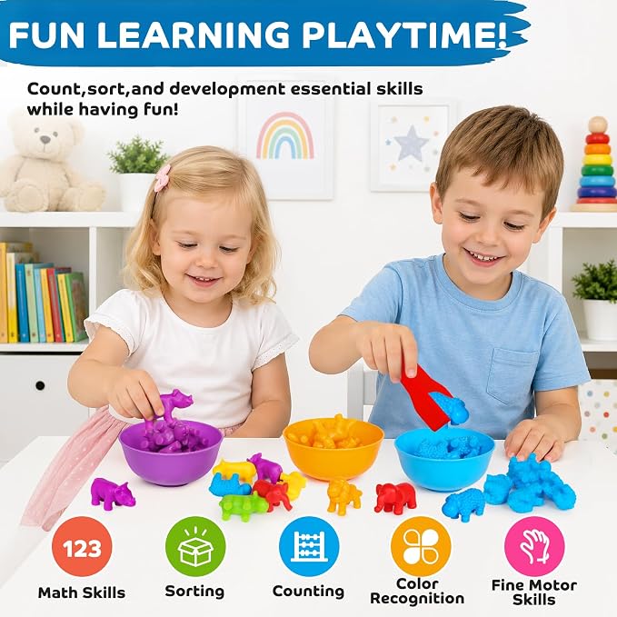 Counting Animal Montessori Toys for Kids 3-8 Years Old - Preschool Learning Activities with Sensory Math Games, Toddler Educational Gift for Boys & Girls Ages 3-5 Birthday
