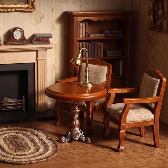 Mifoci Miniature Dollhouse End Table 1: 12 Scale Round Miniature Table Model Wooden Mini Dollhouse Furniture Brown Doll House Accessories and Furniture for Coffe Tables Living Room Scene Decoration