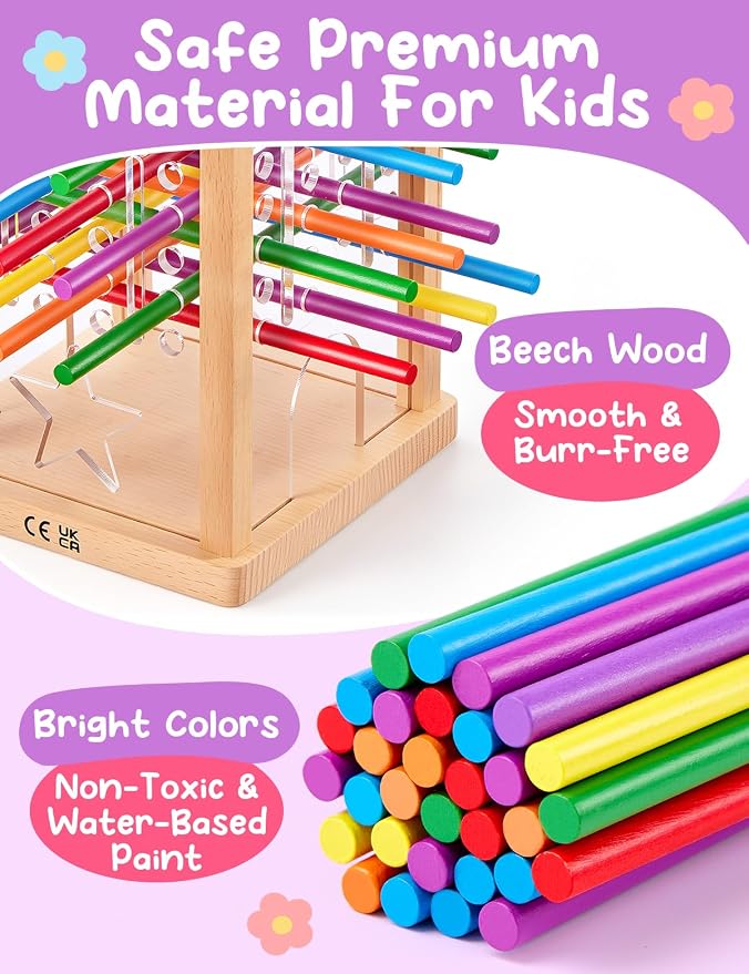 Montessori Wooden Board Game for Kids 4-6，Math Educational, Fine Motor Skills Toy for 3+ Year Olds Girls Boys, Classic Table Game for Family Night Gift for Boys and Girls