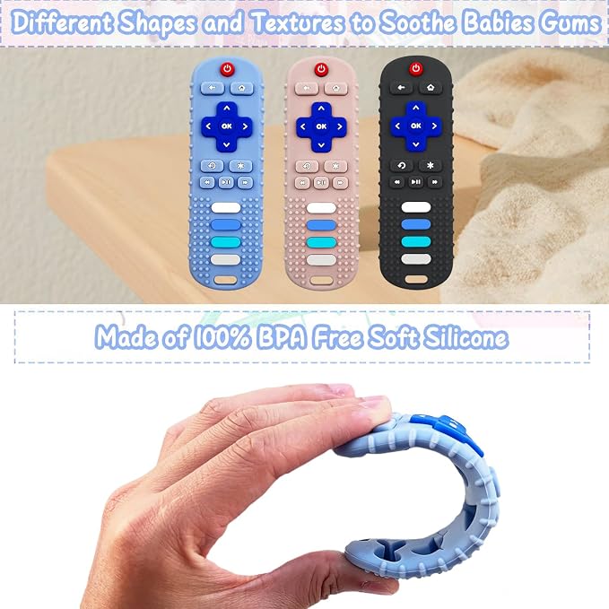 YAPROMO Baby Teething Toys,Reomte Teether Toys, Silicone Chew Toy for Babies 18+ Months, Remote Control Shape Teething Toys, Early Educational Toy BPA Free & Refrigerator Safe