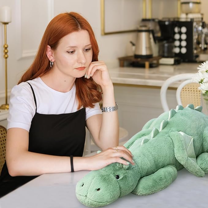 Pterosaur Stuffed Animal with Wings - Cute Soft Dinosaurs Plush Toys Little Flying Dragon Plushies Pillow Doll Christmas Birthday Gifts for Kids Boys Girls (Green,27.55inch/70cm)