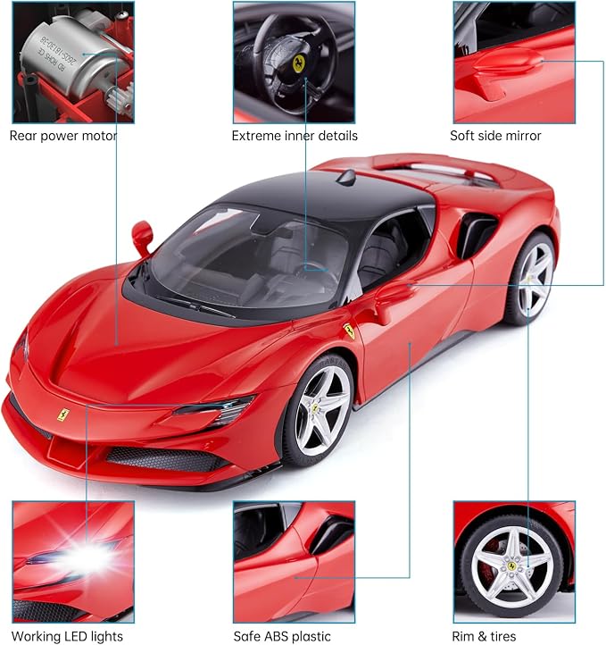 RASTAR 1/14 Ferrari SF90 Stradale Radio Remote Control Car, Ferrari SF90 Model Car Toy Car for Boys Kids, 2.4G