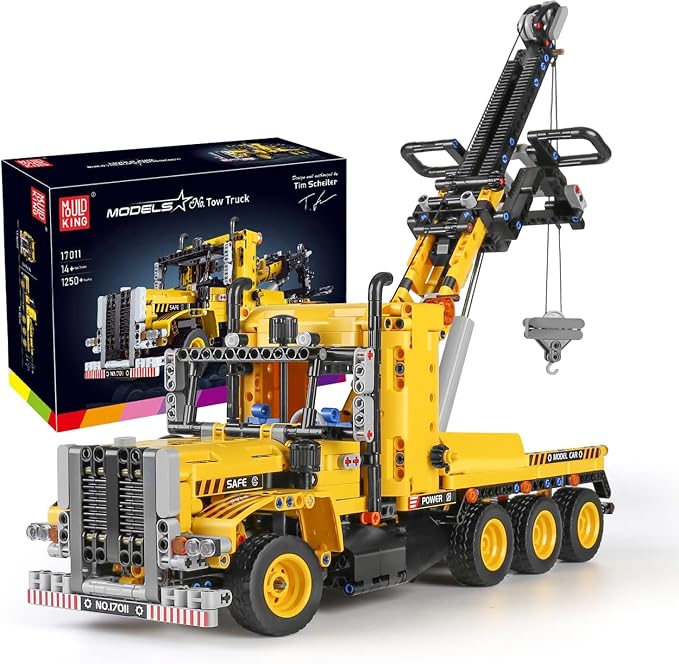 Mould King 17011 Heavy-Duty Tow Truck Building Toy Set, Technology MOC Road Trailers Building Gift Toys for Age 14+/Adult (1,250 Pieces)