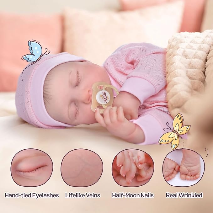 JIZHI Lifelike Reborn Baby Dolls - 18 Inch Realistic-Newborn Baby Dolls Girl Handmade Real Life Baby Dolls with Clothes for Kids Age 3+