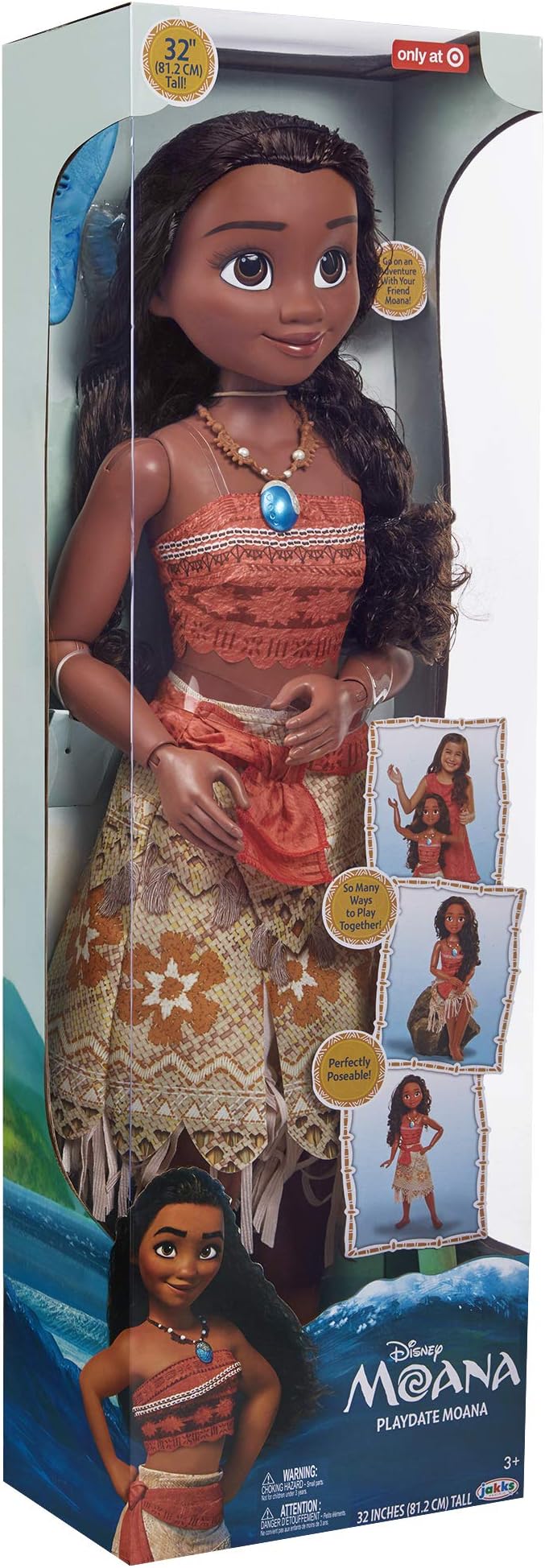 Disney Moana Doll 32" Tall Playdate Perfectly Poseable Doll, Includes Hair Comb, Playdate Moana Fashion Doll, Moana Doll Stands 32 Inches Tall! Great Gift for Girls
