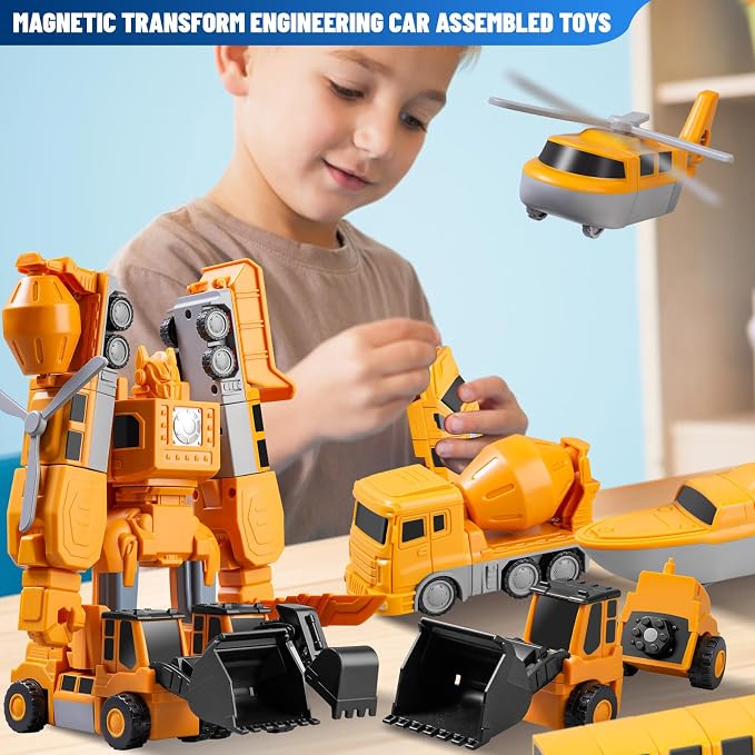 Magnetic Building Blocks STEM Transform Engineering Car Toys | Ages 3-8, Montessori Sensory Educational, Autism-Friendly, Creativity-Igniting