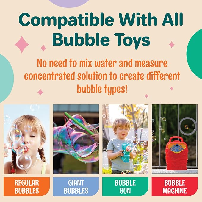 33 OZ Iridescent Bubble Solution Refill | Non-Toxic Pre-Mix Bubble Refill Solution No Mixing or Measuring Required | Bubbles for Kids | Bubbles Bulk | Bubble Machine Solution | Giant Bubbles (33, OZ)