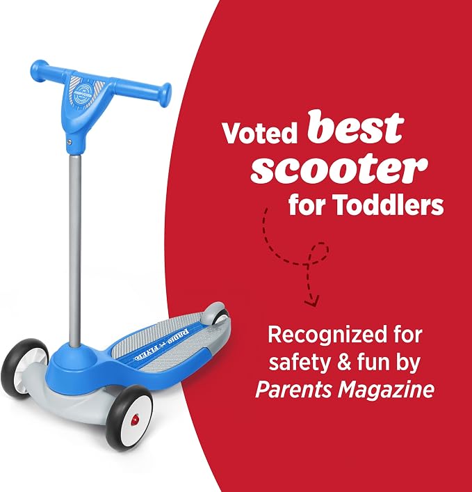 Radio Flyer My 1st Scooter, Blue, for Kids 2-5 Years Old, Extra Wide Base for Balance, 2 Front Wheels for Added Stability, Easy to Use Foot Brake, 3 Wheel Scooter for Kids (Amazon Exclusive)