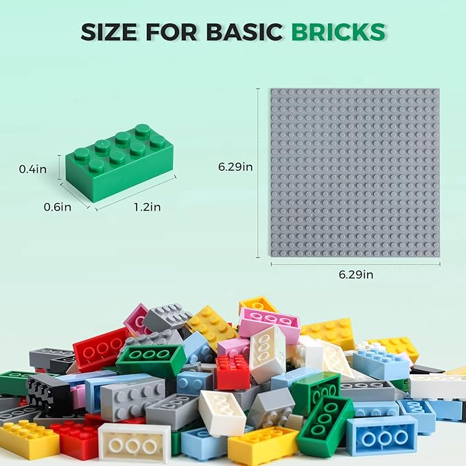 HUIZDQ 2x4 Bricks 500 Piece Classic Building Bricks and 1 Gray Baseplate, 2x4 Bricks Bulk Creative Building Toys, Blocks Bulk for Kids Ages 6+, 8 Colors