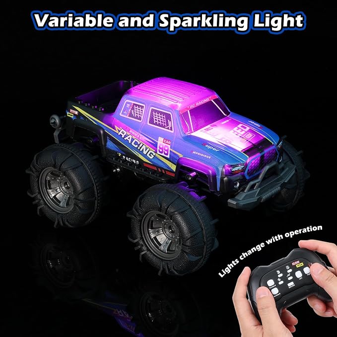QXHOL Waterproof Monster Truck Gesture RC Car, 4WD Amphibious Hand Controlled Remote Control Toy for Kids, All-Terrain Off-Road Vehicle for Boys Ages 6-7 8 9 10 11 12 Year Old, Present
