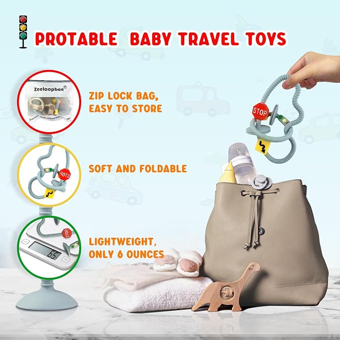 High Chair Suction Toys for Babies 6-12 Months, Suction Cup Toy for Toddlers 1-3, Baby Sensory Montessori Chew Toy for Babies 0-6 Month, Silicone Baby Teething Toys for 12-18 Months