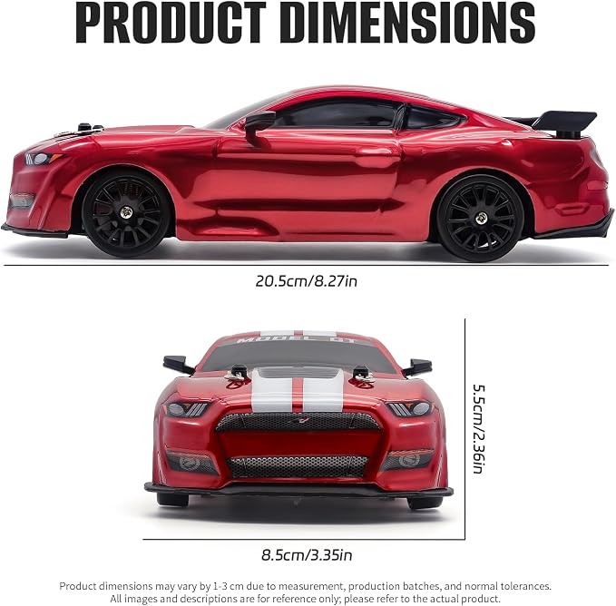 RC Drift Car, 1:24 Scale Remote Control Cars Vehicle for Kids, 2.4GHz 20KM/H 4WD High Speed RC Cars with LED Light Two Batteries & Drifting Tires Racing Sport Toy Car for Adults Boys Girls 8602RD