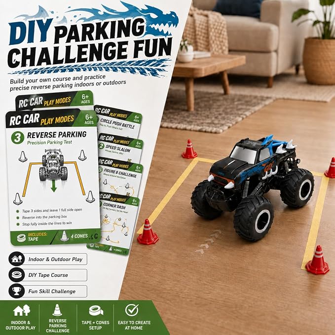 JoyRapt 1:16 Amphibious Monster Truck Toys, 2.4GHz Waterproof Remote Control Car, 4WD RC Truck Cars with 360 Degree Spins, All Terrain Rechargeable Off-Road RC Pickup Gifts for Boys Girls Ages 6-12