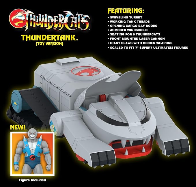 Super7 ULTIMATES! Thundercats Thundertank and Panthro (Toy Version) - 27" Thundercats Action Figure with Accessories - Classic Cartoon Collectibles and Retro Toys - Limited Edition - Amazon Exclusive
