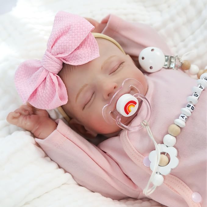 Kaydora Realistic Reborn Baby Doll Girl, 18 Inch Lifelike Newborn Doll with Soft Vinyl and Cloth Body, Real Baby Doll with Accessories, Gift for Kids Age 3+