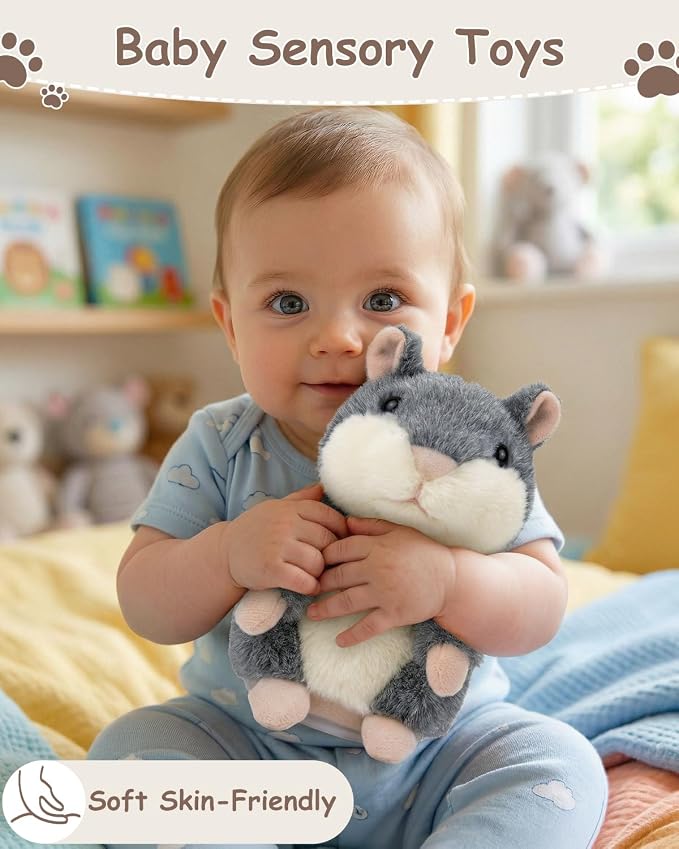 Ayeboovi Talking Hamster Repeats What You Say, Toy for 3 4 5 6 Years Old Boys Girls Birthday Gift, Autism Fun Stuffed Animals Interactive Plush for Toddler Kids