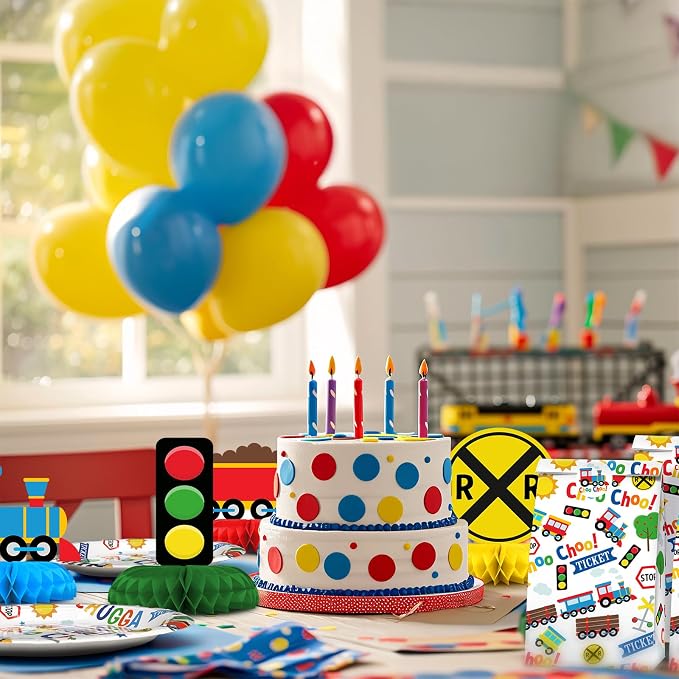 9 Pack Train Table Decorations - Train Party Decorations for Kids' Birthday and Baby Shower - Train Table Toppers