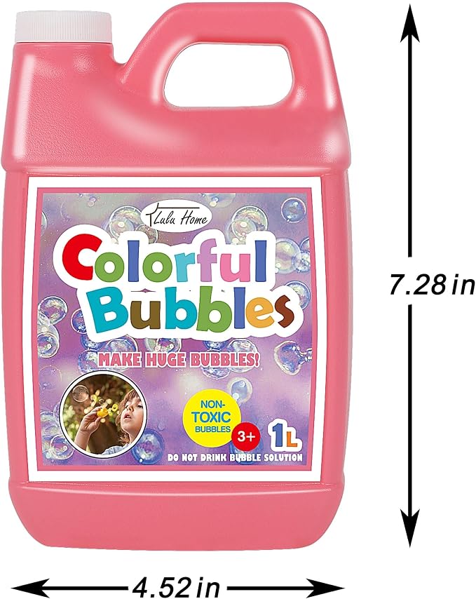 Lulu Home 2 Packs Bubble Concentrated Solution, 2 L/ 67.6 OZ Bubble Refill Solution for Kids Bubble Machine, Giant Bubble Wand, Bubble Blower, Birthday Party Favors - Up to 5 Gallons, Pink Bottle