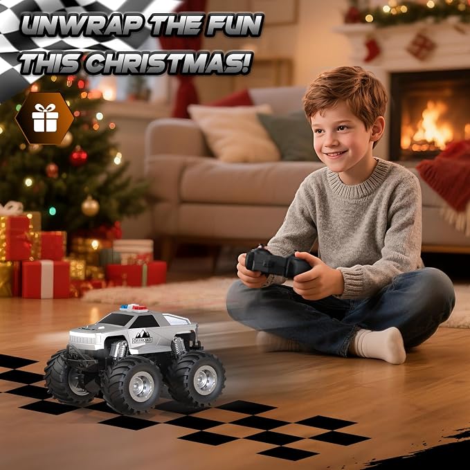 Remote Control Car, All Terrain Remote Control Truck, RC Cars with 360 Degree Spins, Pickup-Style Toy Car with Light, Rechargeable RC Truck for Boys Girl Kids 4-7 8-12 6-8