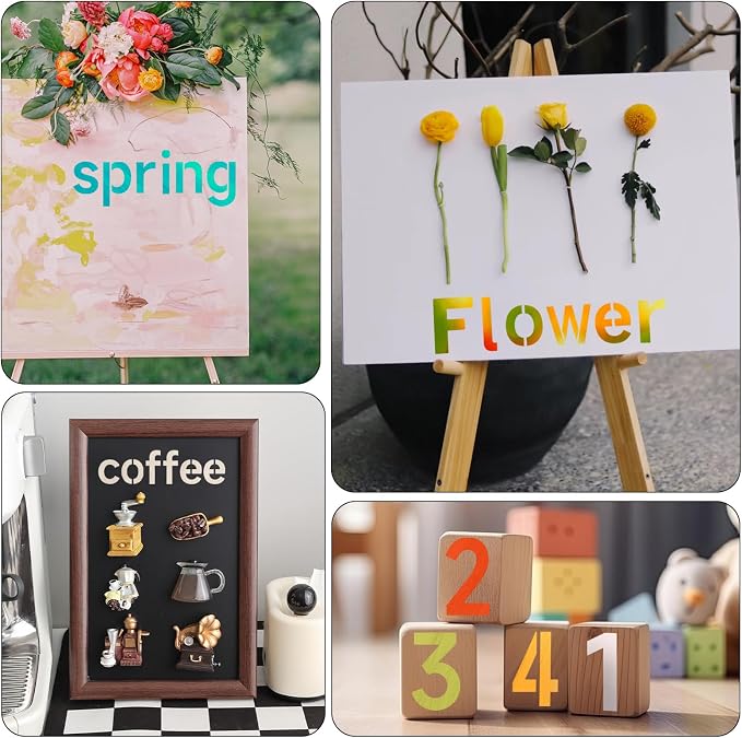 2 Inch Letter Stencils Symbol Numbers Craft Stencils, 63 Pcs Reusable Alphabet Templates Interlocking Stencil Kit for Painting on Wood, Wall, Fabric, Rock, Sign, DIY Art Projects (Letter and Number)